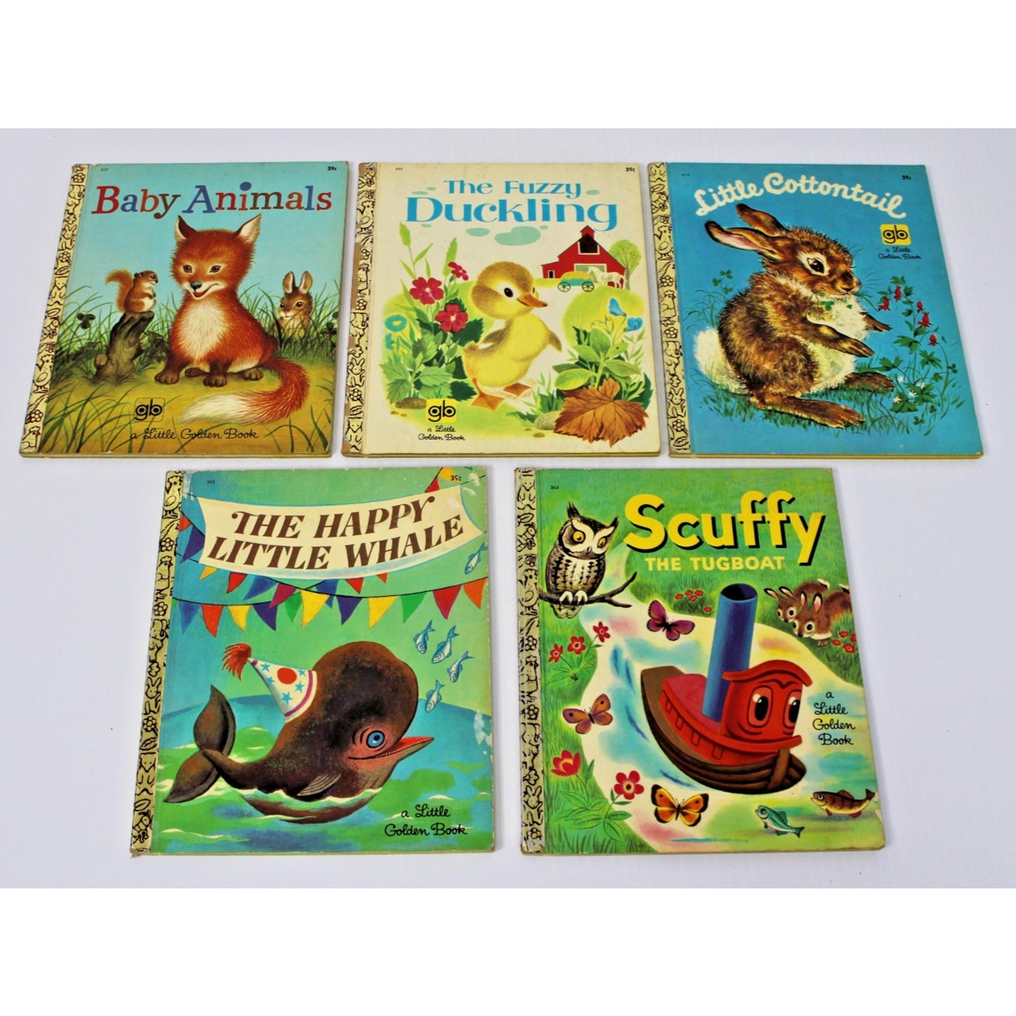 5 Vintage Little Golden Books- Baby Shower Gift Retro Nursery Cozy Kids' Stories