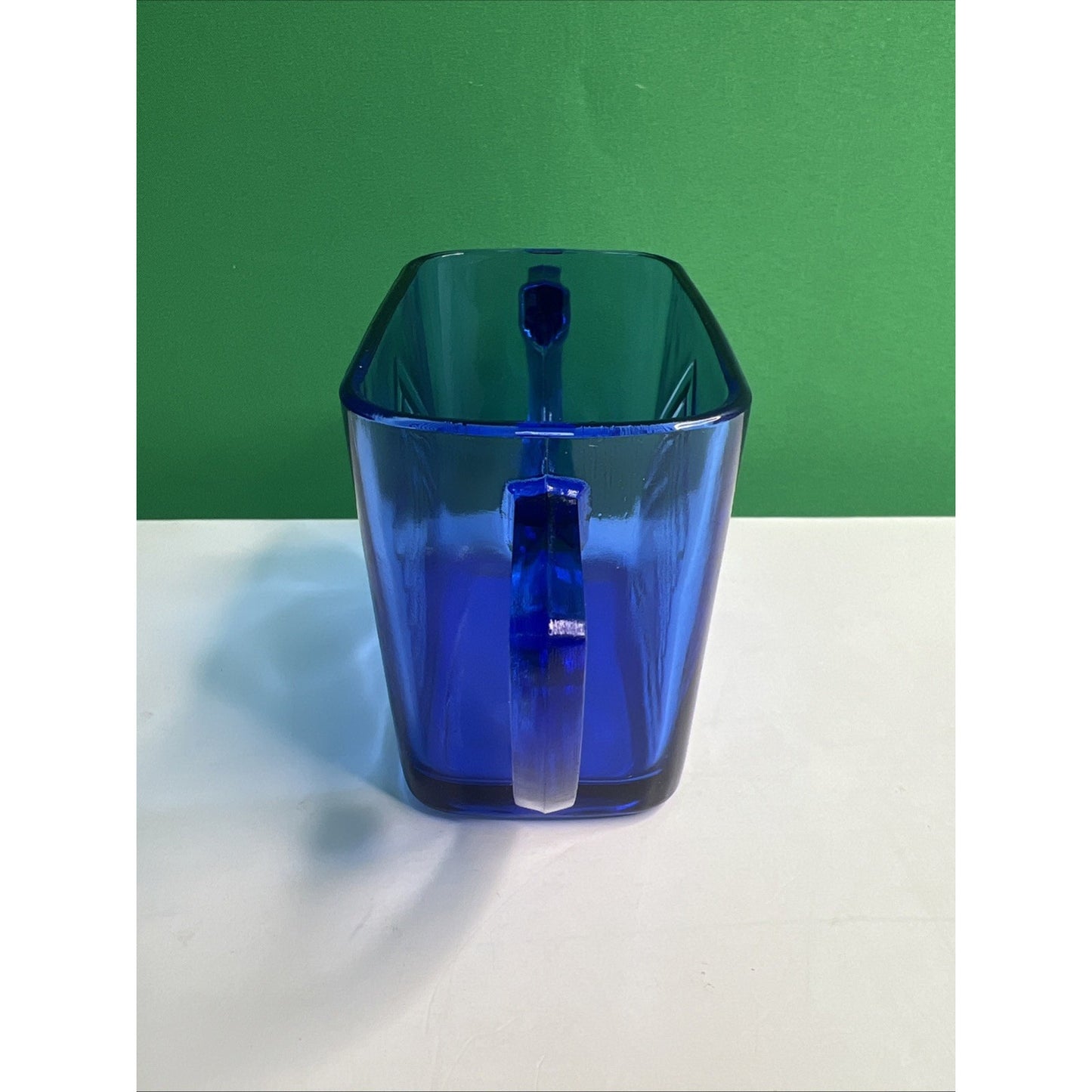 Vintage HAZEL ATLAS Chevron Cobalt Depression Glass Open Sugar Bowl