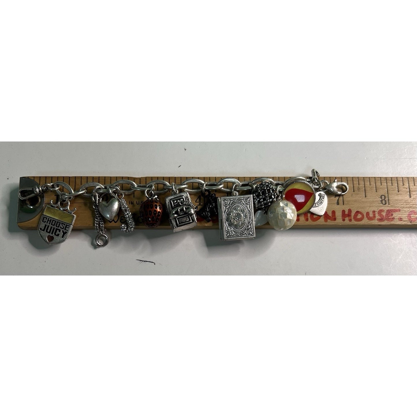 Vintage Juicy Couture Charm Bracelet With Charms & Original Box 7”