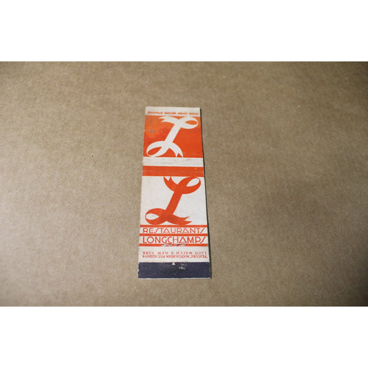Vintage Mid Century Matchbook Restuarant Longchamps New York Manhattan NYC