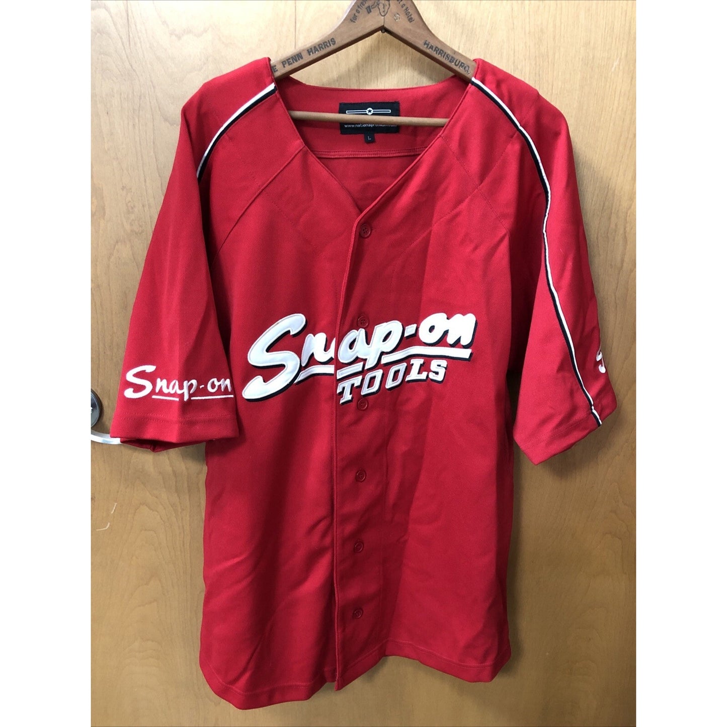 Vintage Snap On Tools Baseball Jersey Red Men's Size L Collectible Button Front