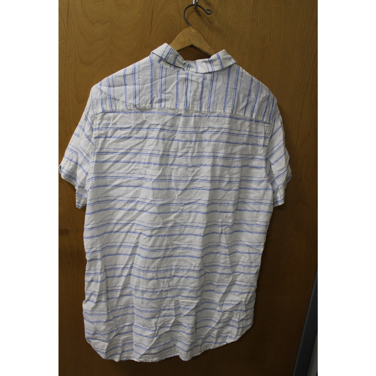 Ben Sherman Men's XL Short-Sleeve Striped Button-Down Shirt White Blue