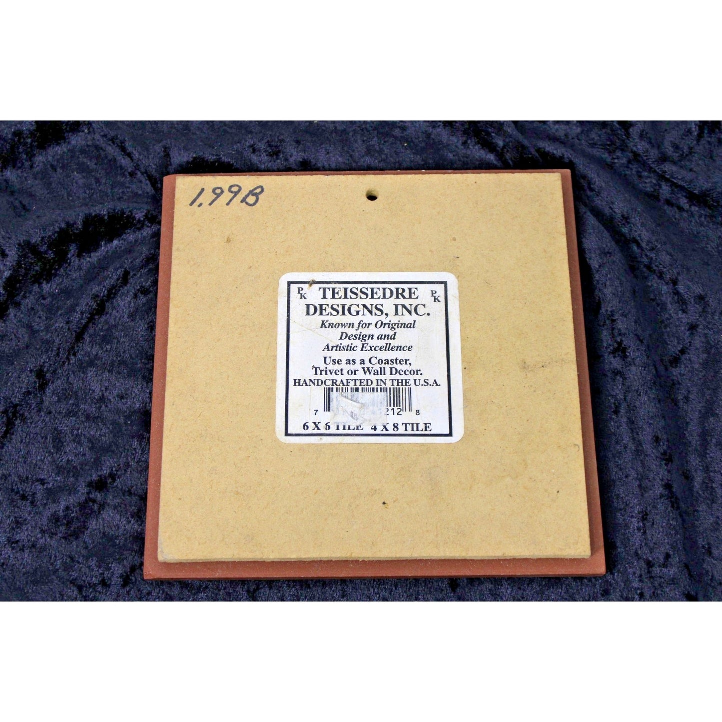Cleo Teissedre Tile Roadrunner Bird Nesting Ceramic Trivet Coaster, 6" x 6" Aqua