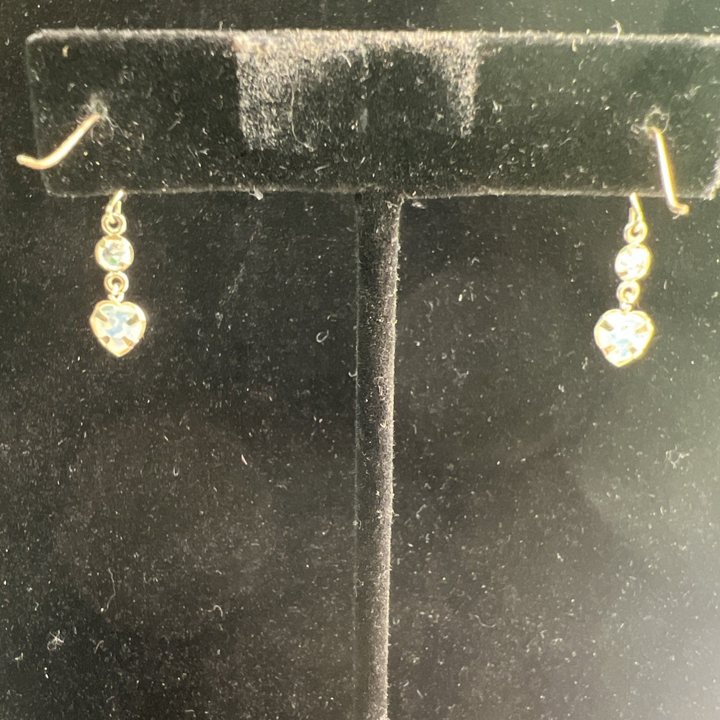 Dainty Heart Shaped Dangle Drop Opal Earrings French Wire