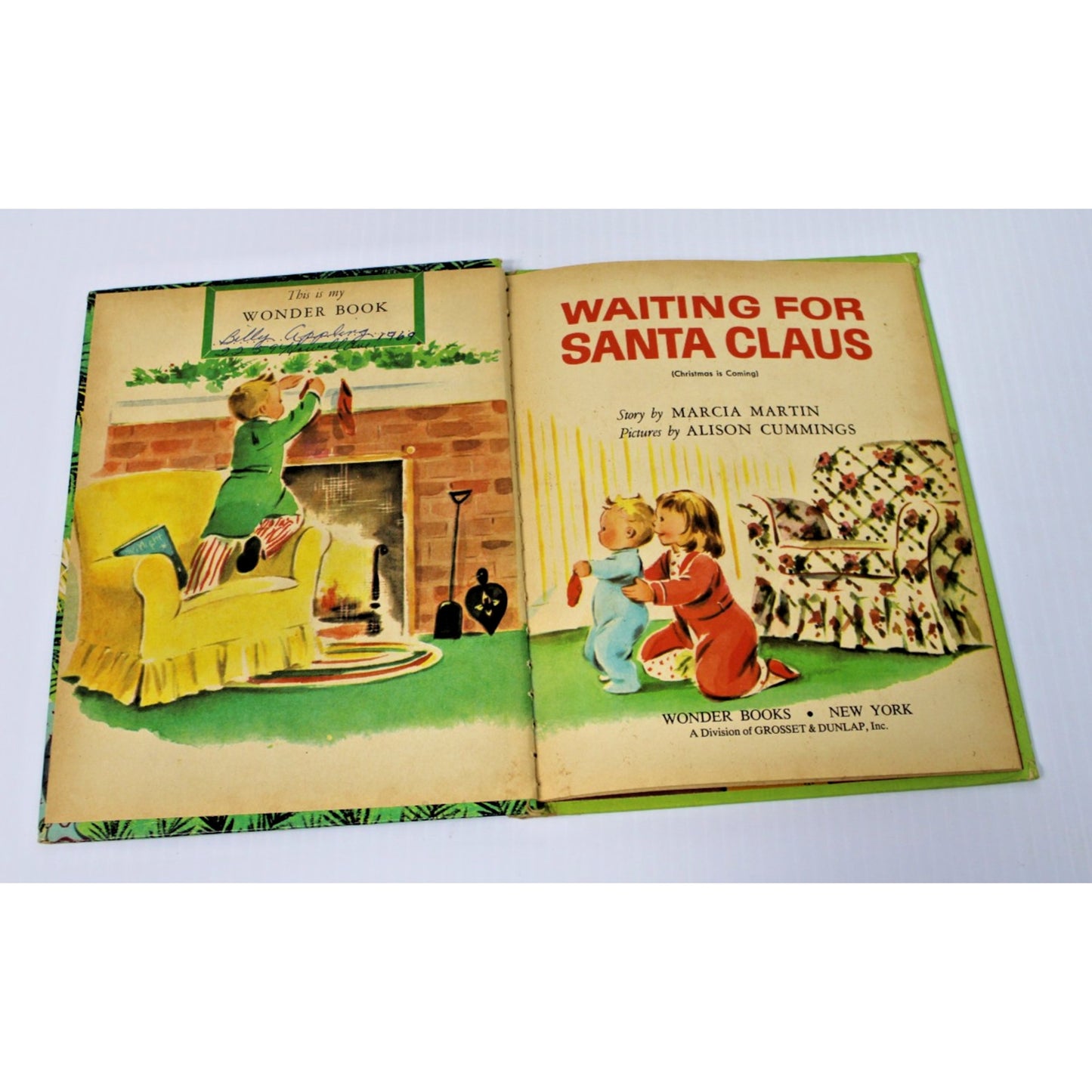 1952 Waiting for Santa Claus- Marcia Martin, 1st Edition Wonder Book, Christmas