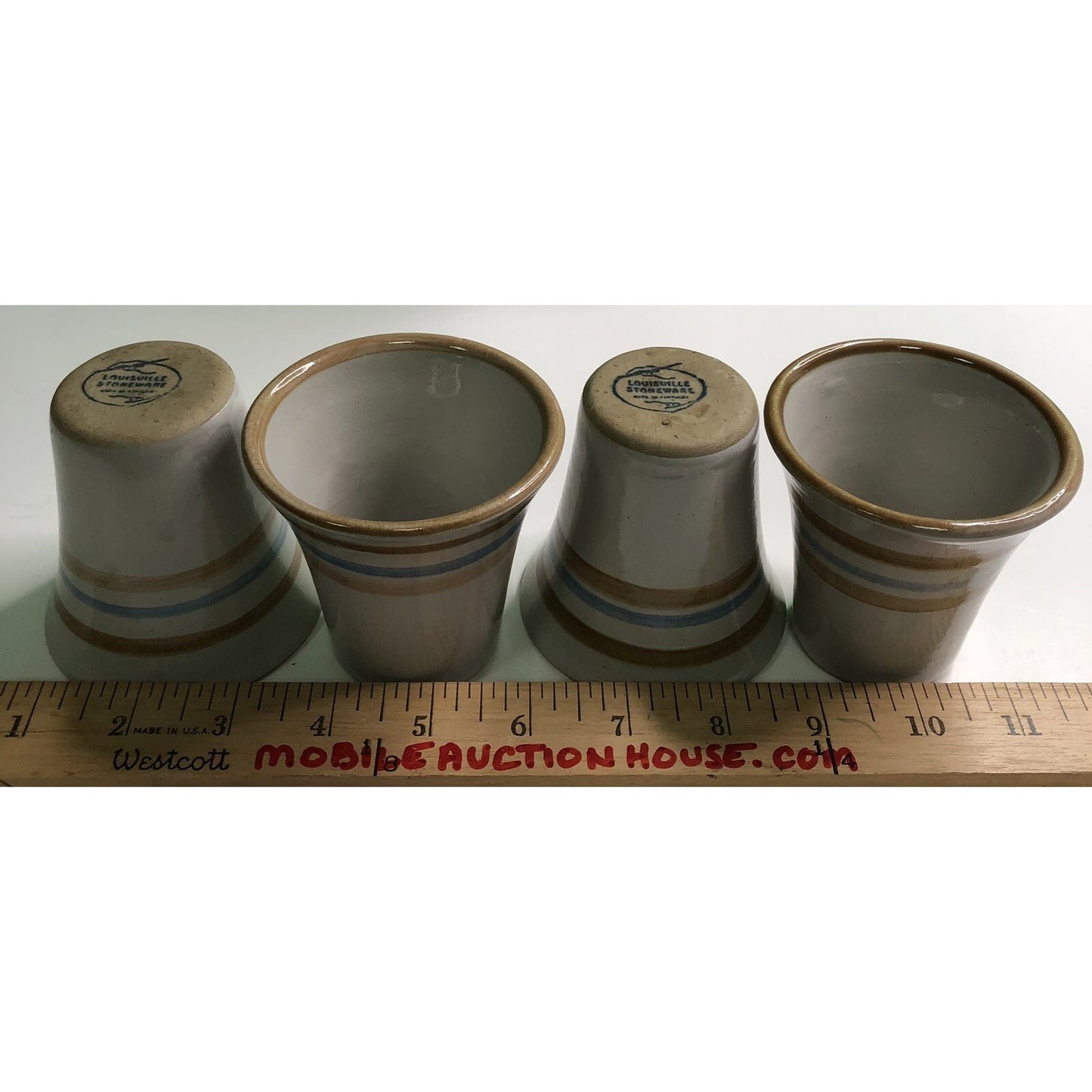 Vintage LOUISVILLE STONEWARE Made In KENTUCKY Derby DECANTER Carafe & 4 CUPS SET