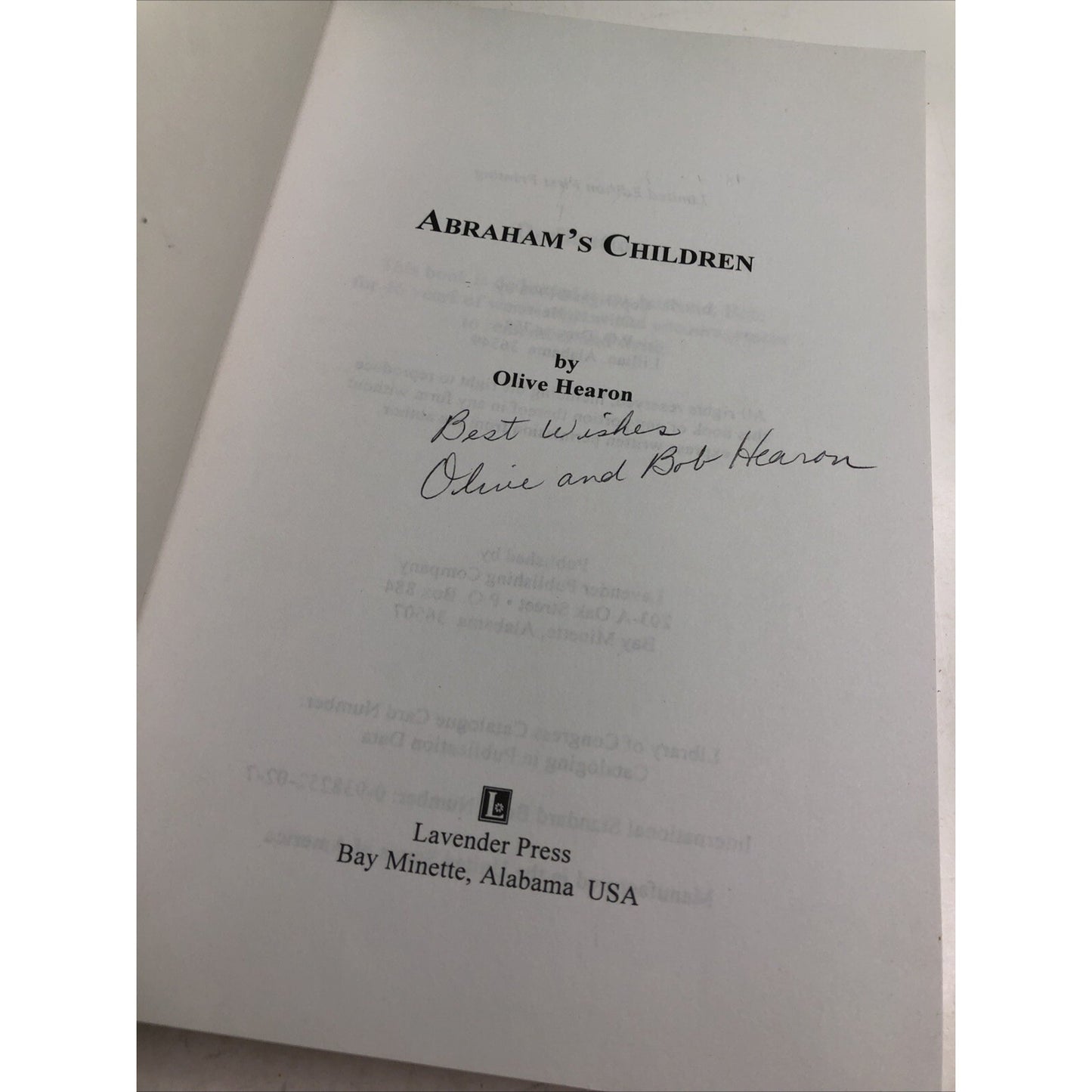Abraham's Children SIGNED by Olive Hearon 1998 Limited 1st Edition Alabama AL