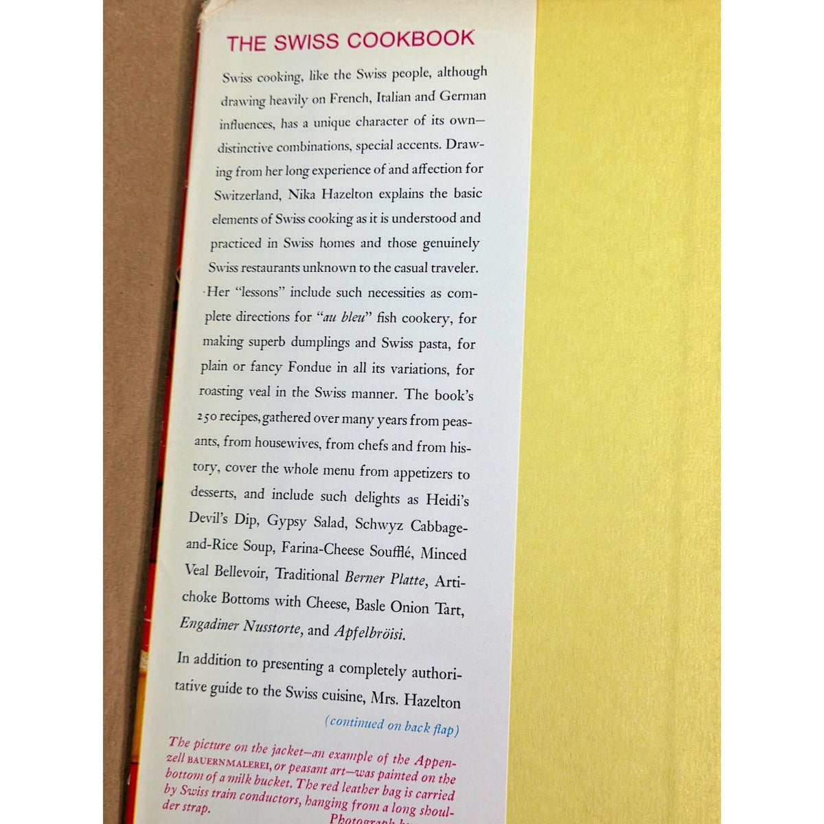 Vintage 1967 The Swiss Cookbook First Edition Nika Standen Hazelton Toblerone