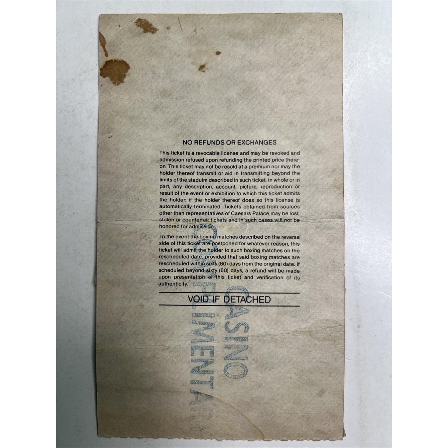 Vintage 1986 Boxing Ticket Stub Hagler vs Mugabi & Hearns vs Shuler Caesars
