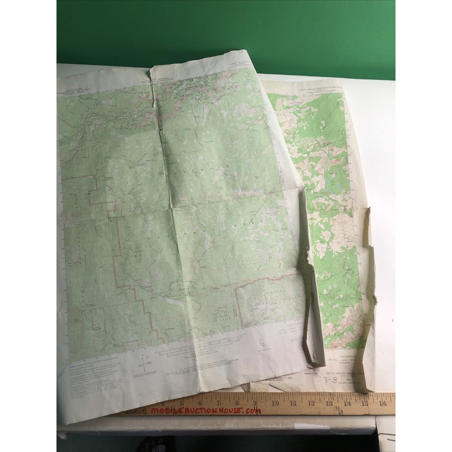 Lot 2 Topographical Maps California Yosemite National Park USGS 1956 - 17”x22”