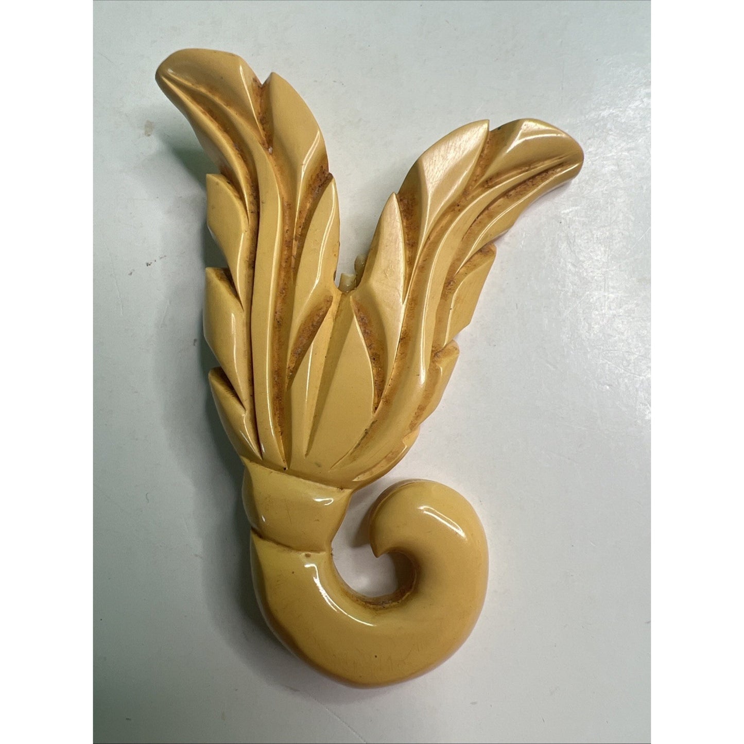 Large Abstract Vintage Brooch Pin Scroll Scallop Design 3.5”