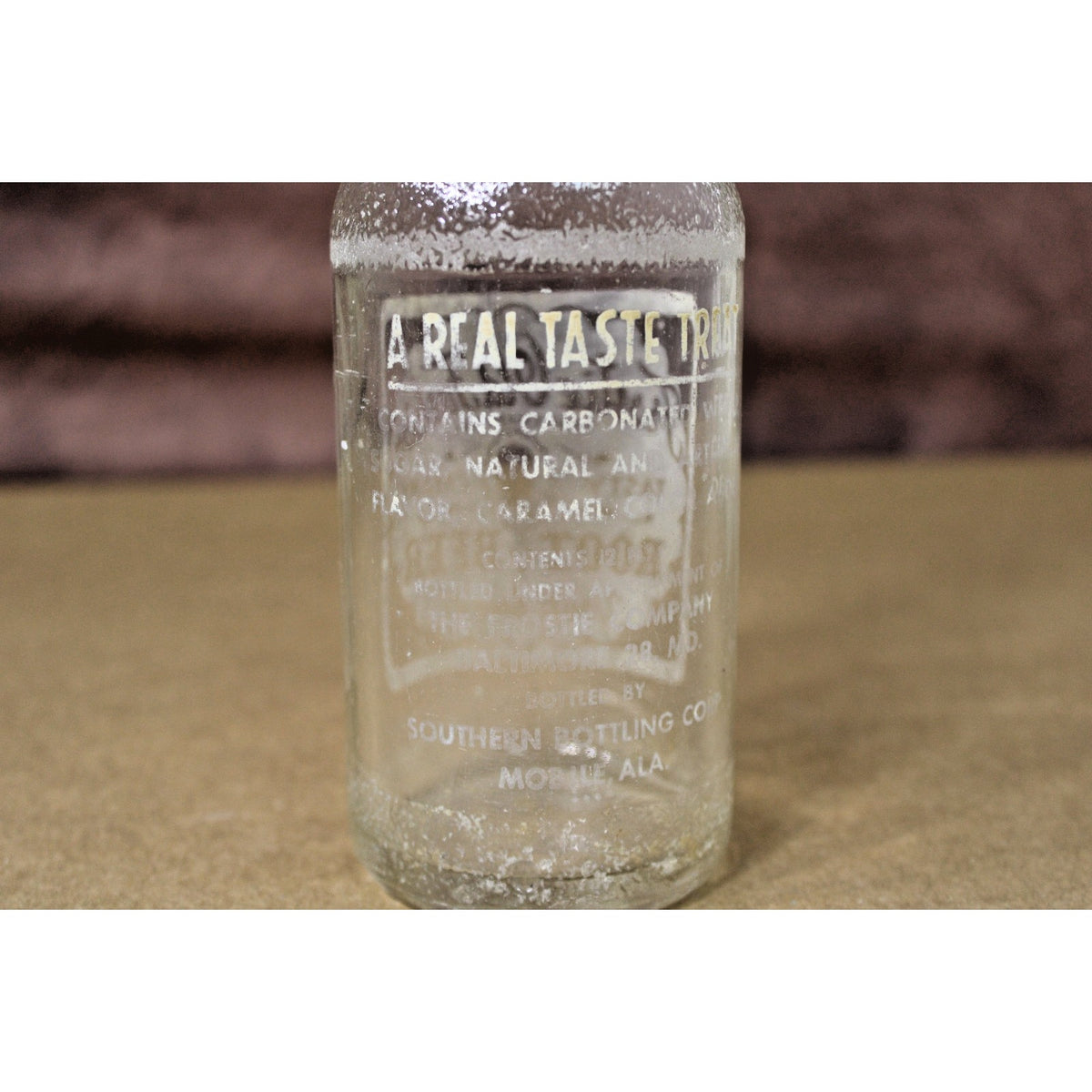 Mobile, Alabama Vintage Root Beer Bottle 1950s Frostie Old Fashion 12 oz