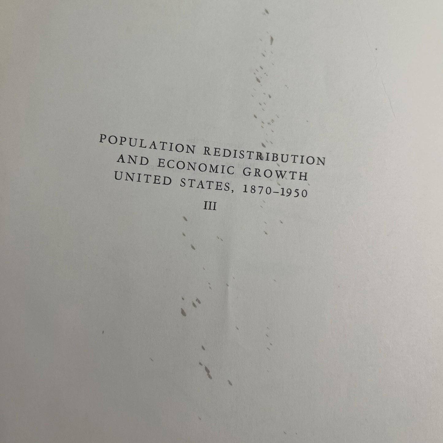 1964 HC DJ Population Redistribution Economic Growth US 1870-1950 Eldridge Thoma