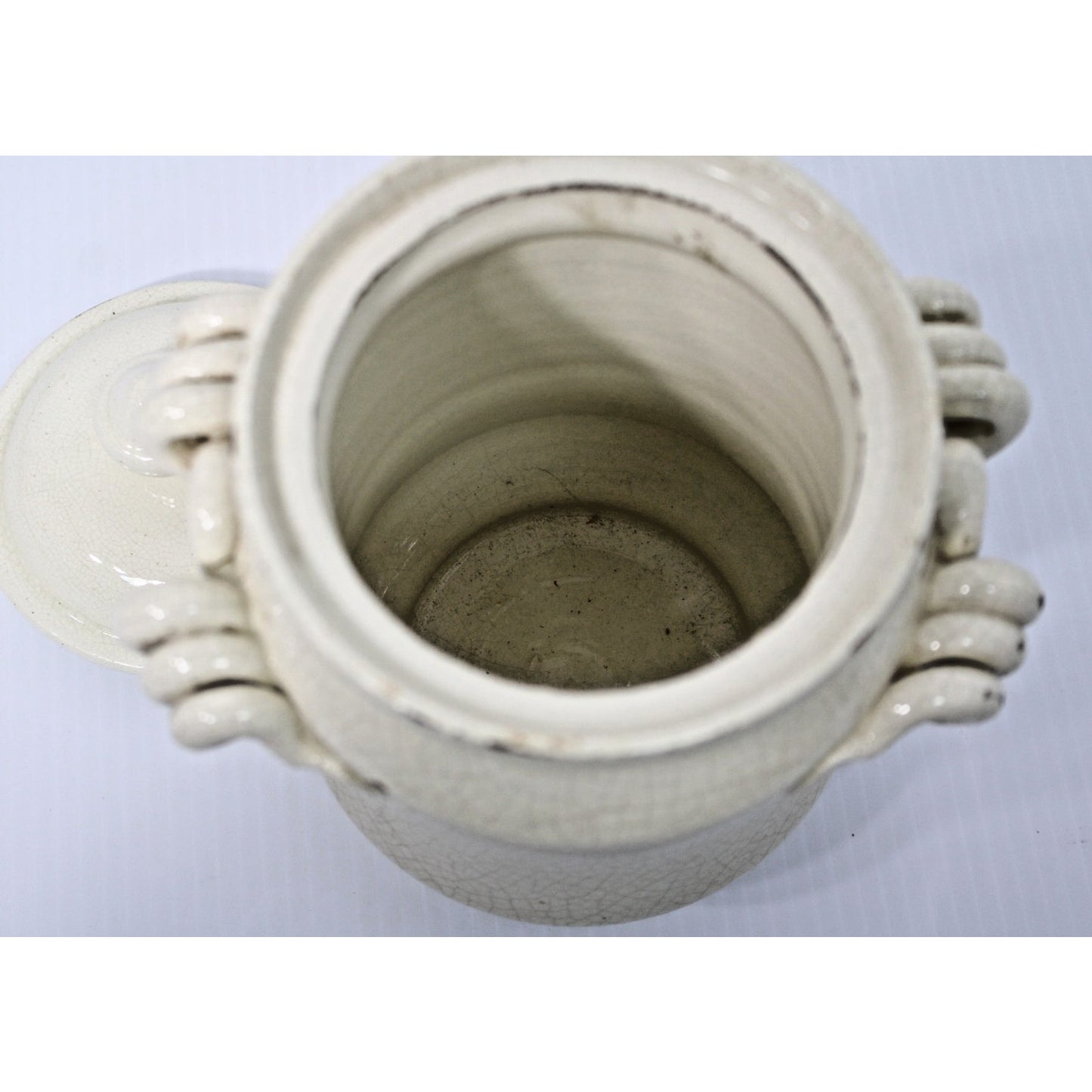 Leona Lavorato a Mano Italian Lidded Jar, Crackled Blanc de Chine Finish, 1970s