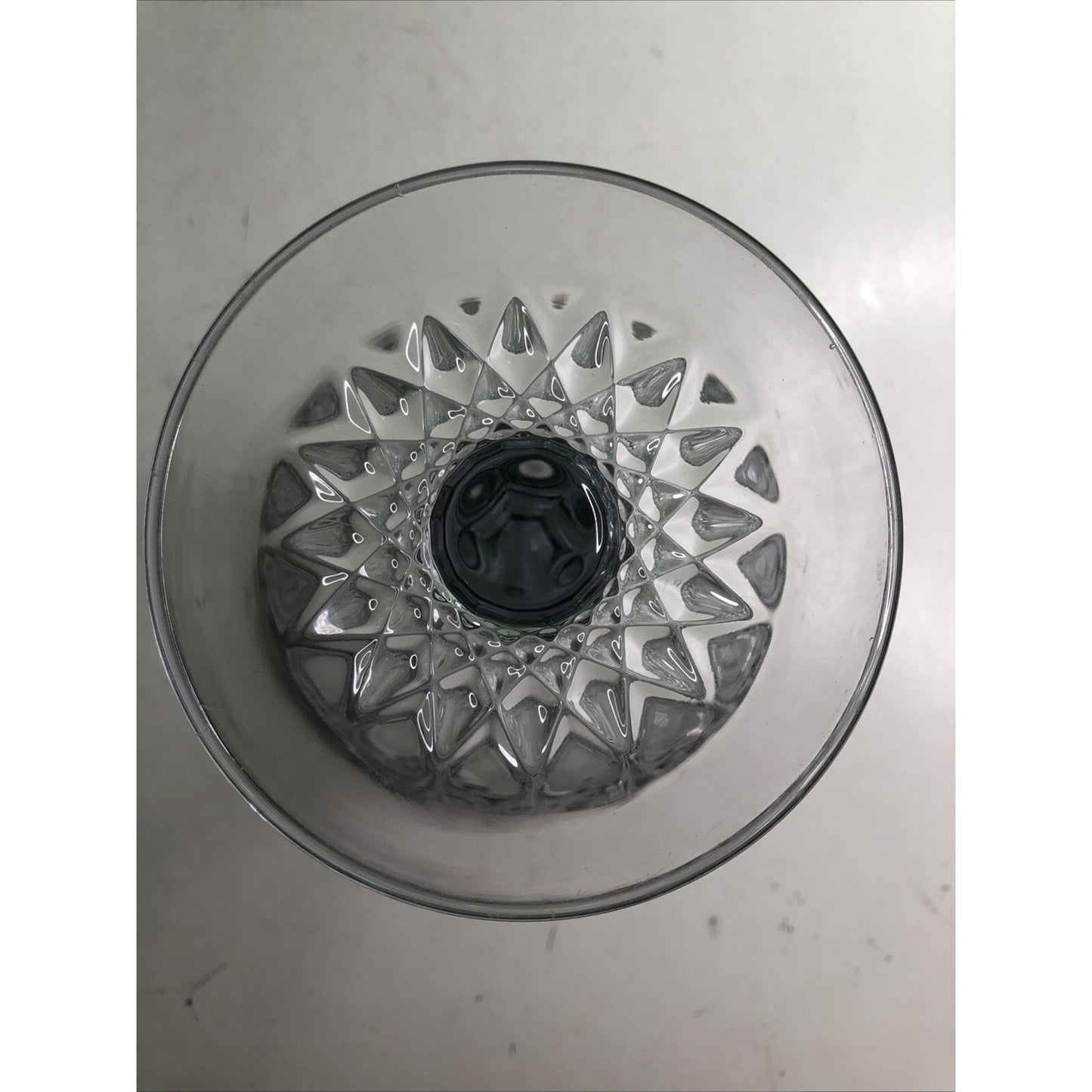 Beautiful Cut Glass Pedestal Compote Etched Flowers 8” Scalloped Edge