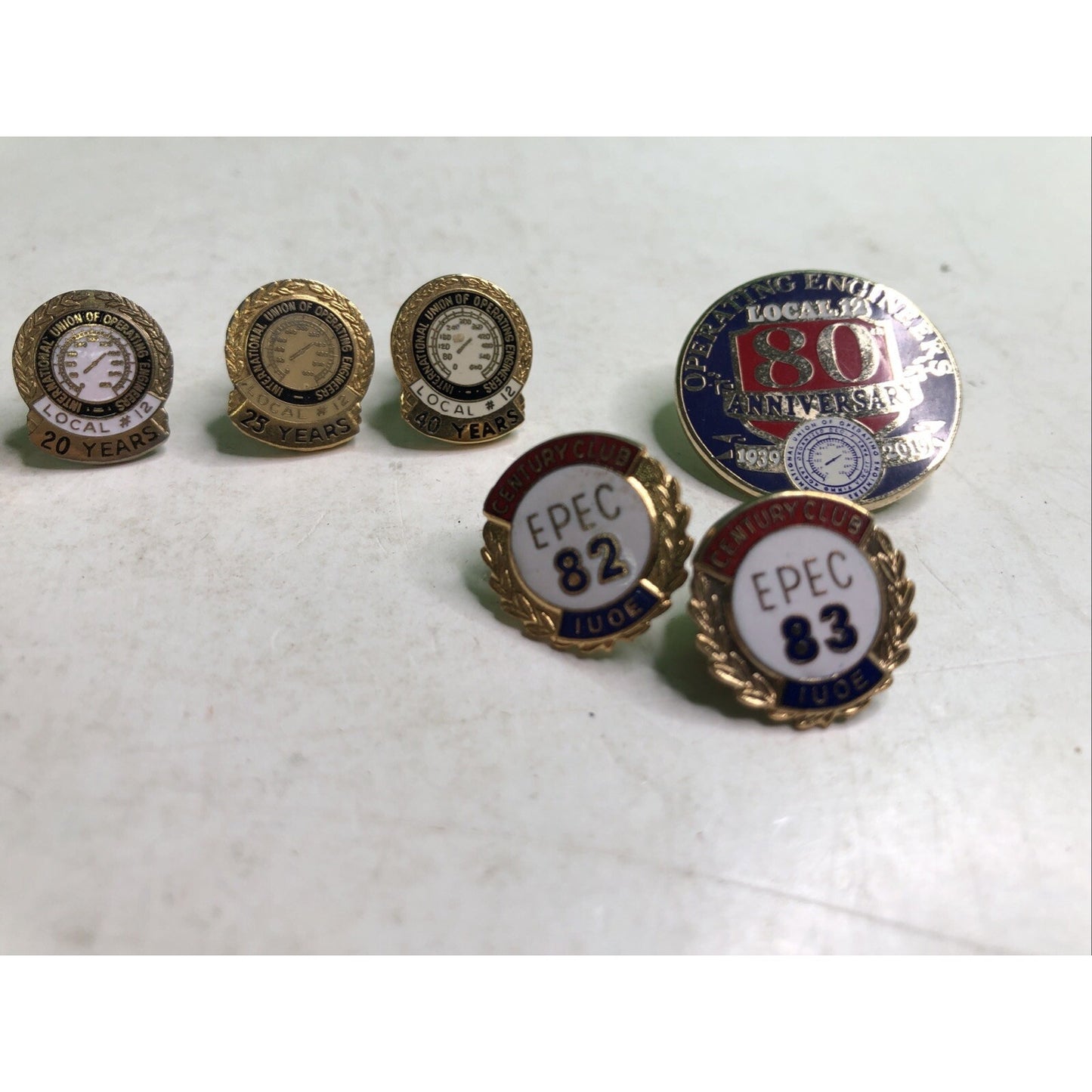 Lot Of 9 Operating Engineers Enamel Pins Guage Reward Anniversary