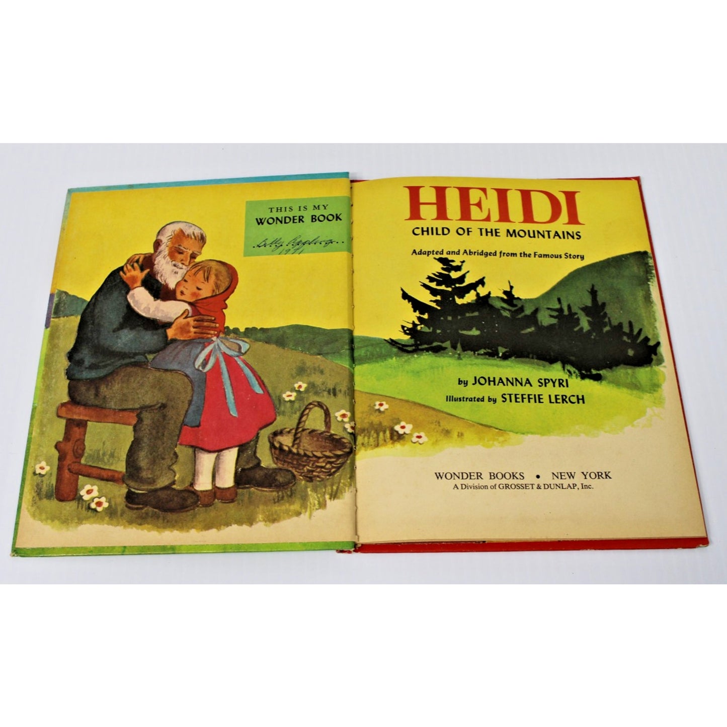 1950 Heidi by Johanna Spyri- Abridged- Children's Wonder Book Illustrated HC