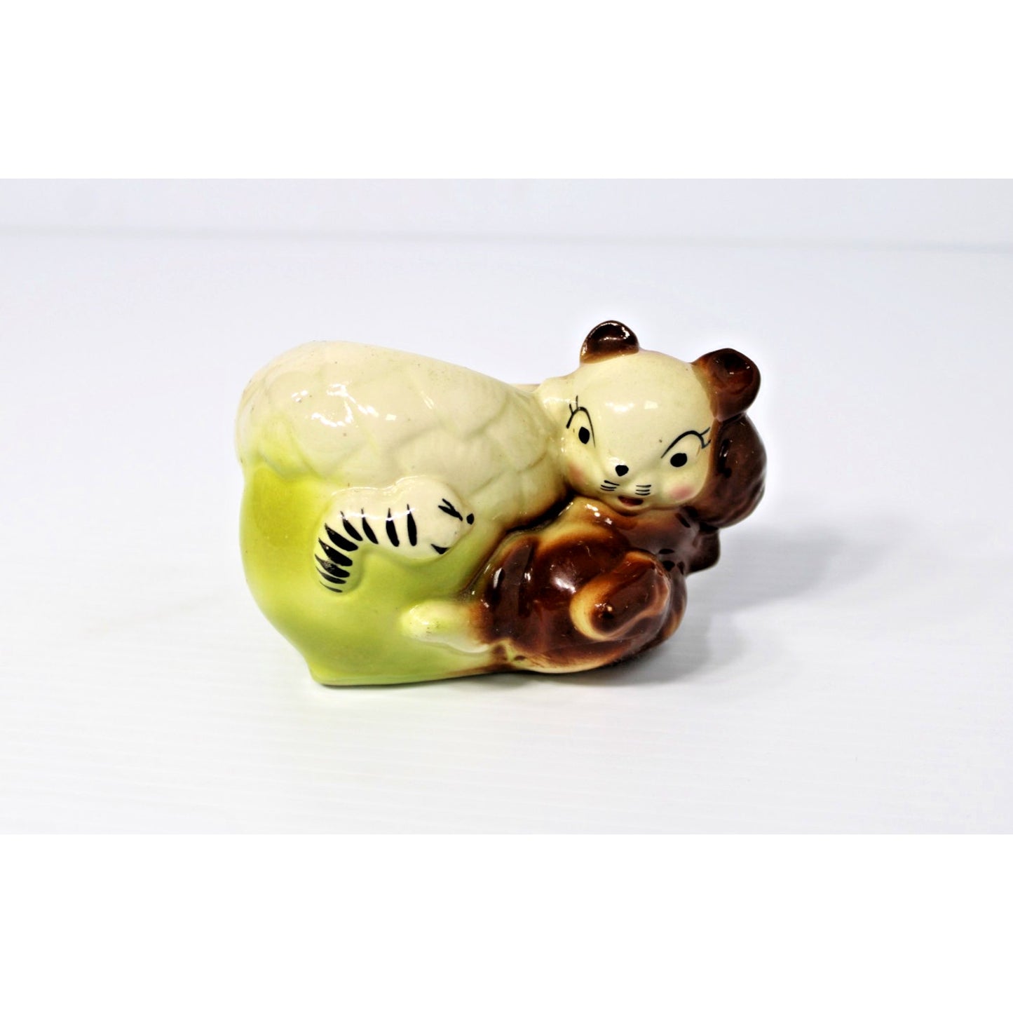 Kitschy 1950s Squirrel Planter w/ Acorn & Worm, Figural Forest Friends- Fun!