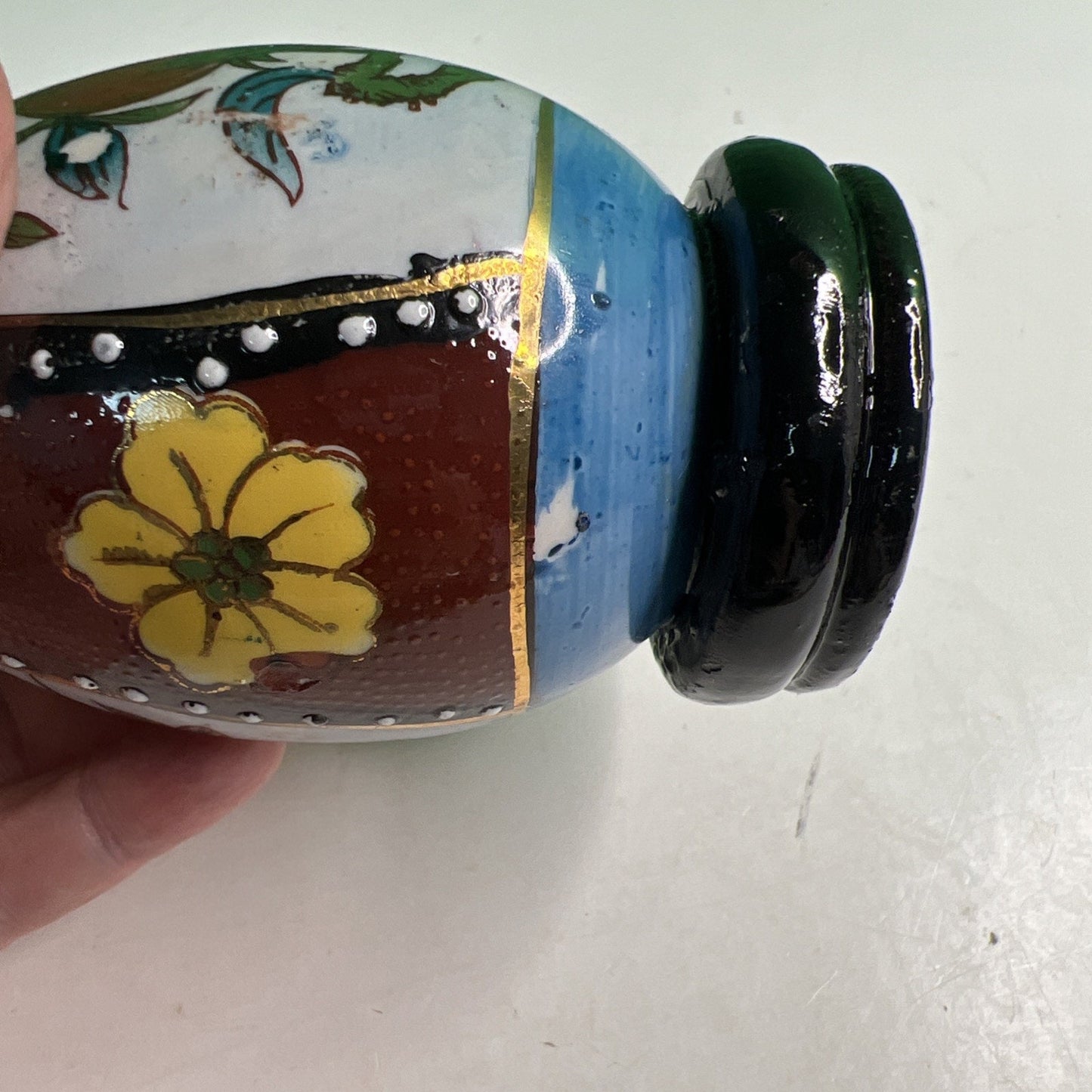 Vtg Satsuma Hand Painted Asian Oriental Chinese Ceramic Egg Fruit Floral