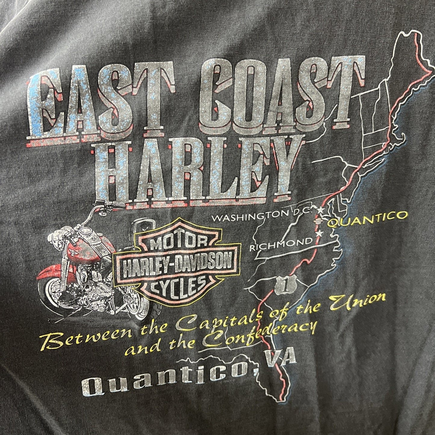 East Coast Harley Davidson Motorcycles Men’s XL Charcoal Tshirt Quantico VA