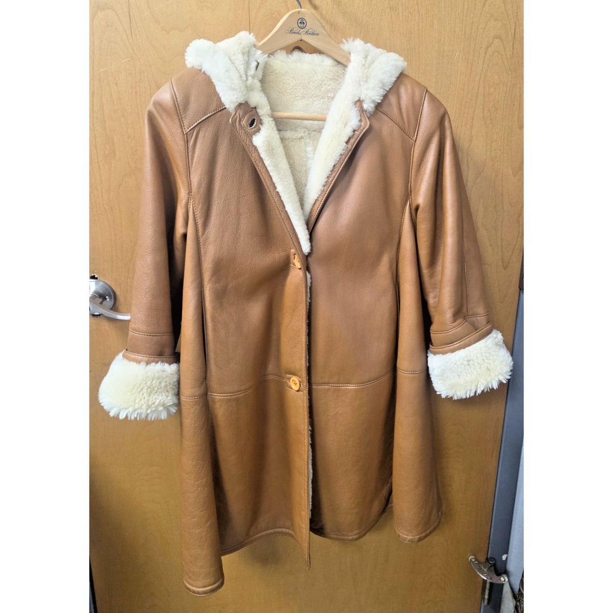 Vintage Italian Shearling Hooded Coat | Real Leather & Wool | US 8 / IT 44