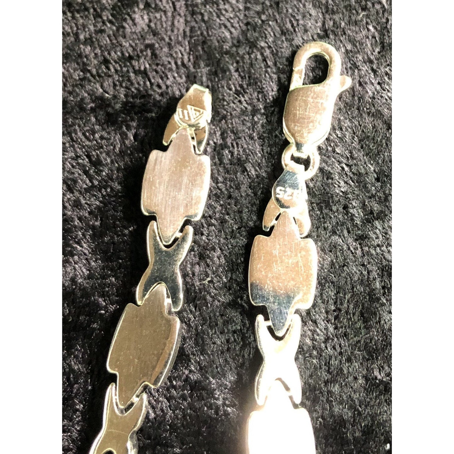 Sterling Silver X Link Tennis Style 8 Inch Bracelet Lobster Claw Clasp