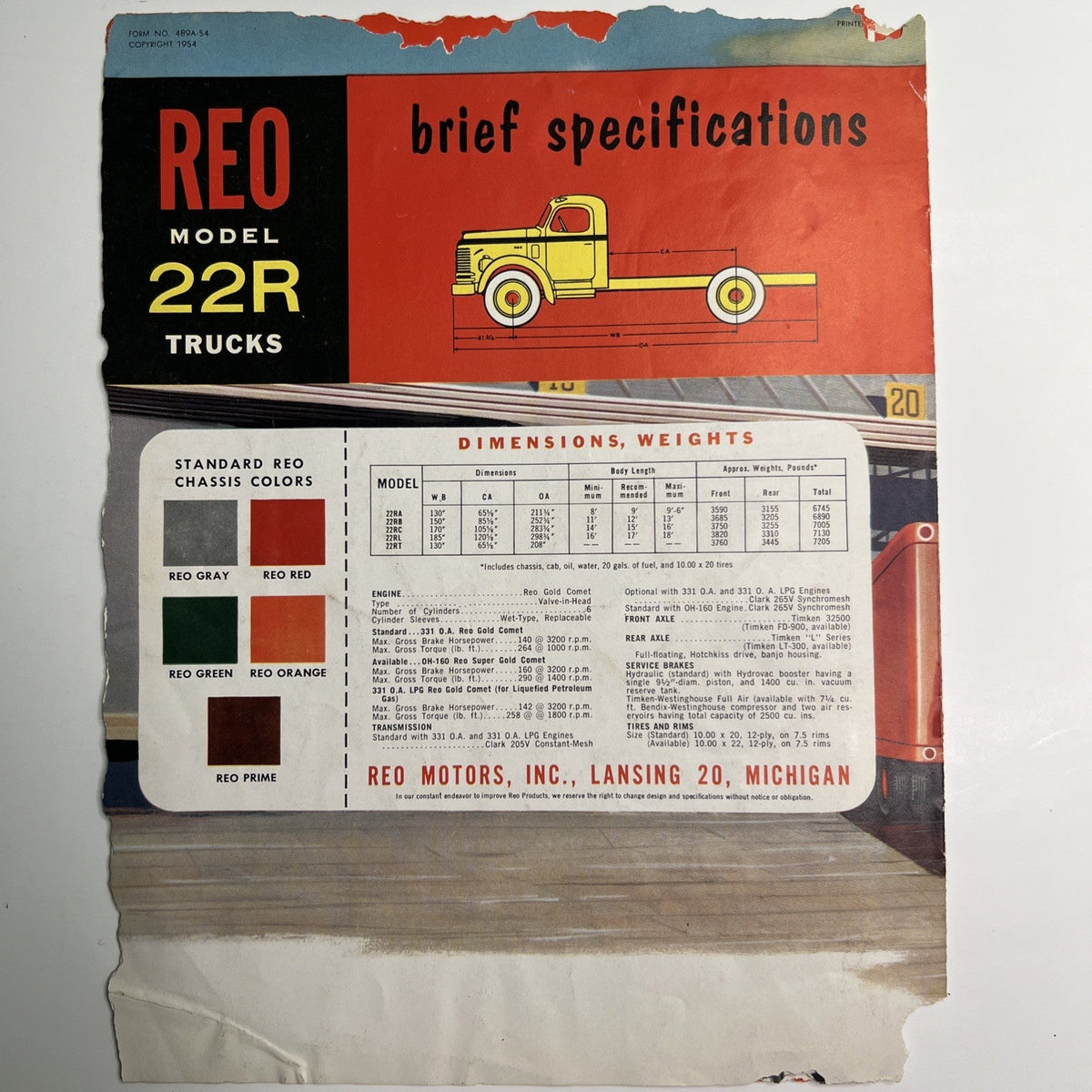 Lot 2 REO Trucks 22R Ad & 1956 News Magazine Tandems Vehicle Illustrated
