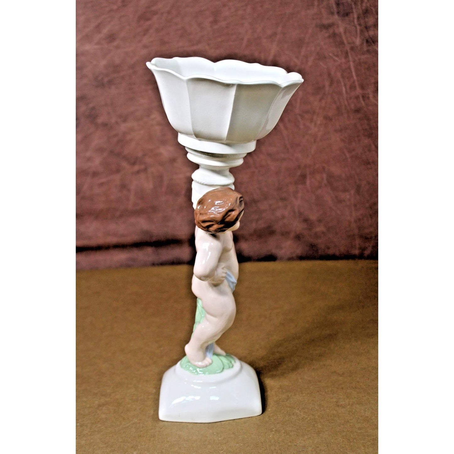 Vintage 1950s-1960s 14" Tall Hand-Painted Cherub/ Putti Planter
