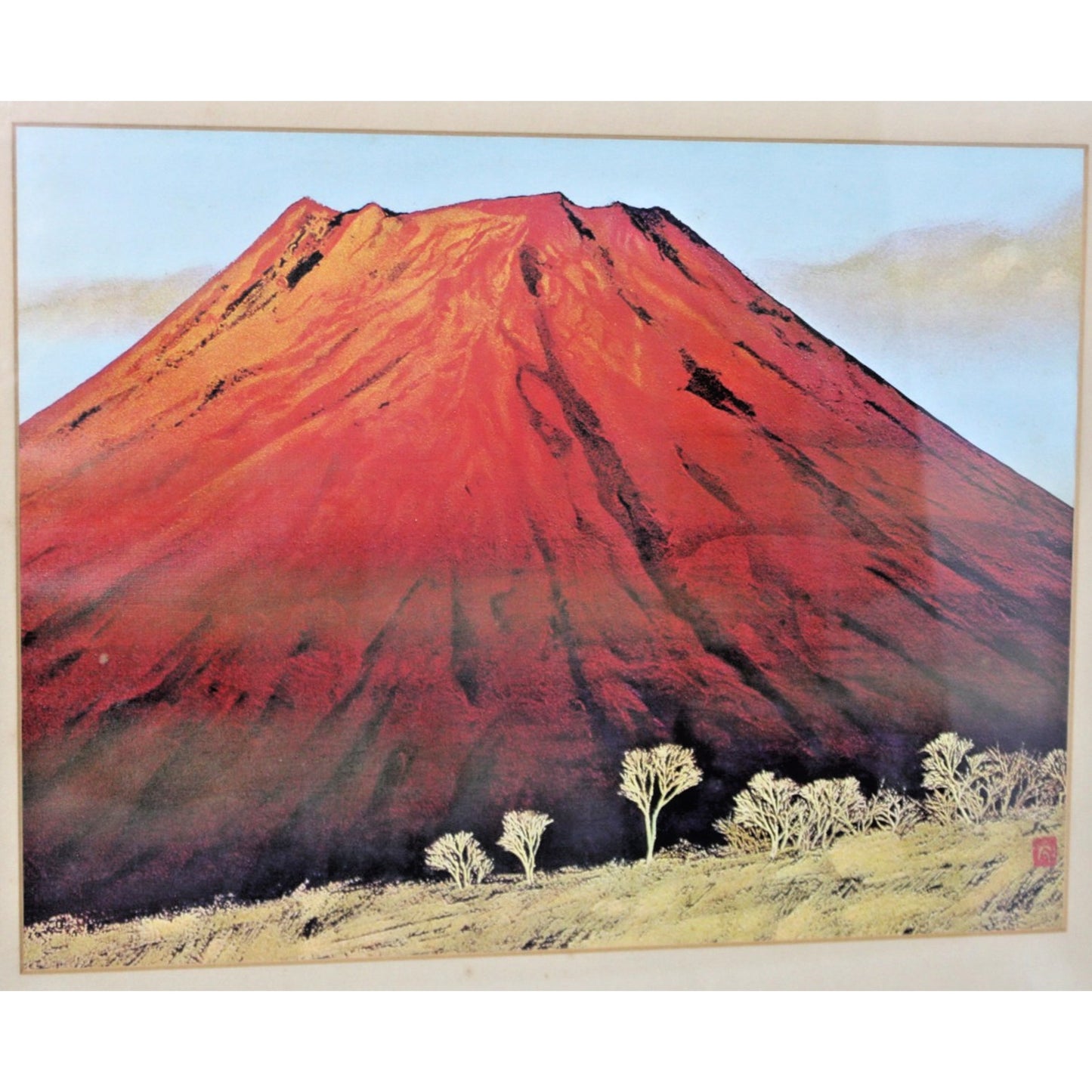 Vintage Lithograph "Mt. Fuji at Dawn"- Misao Yokoyama (1920-1973) Framed