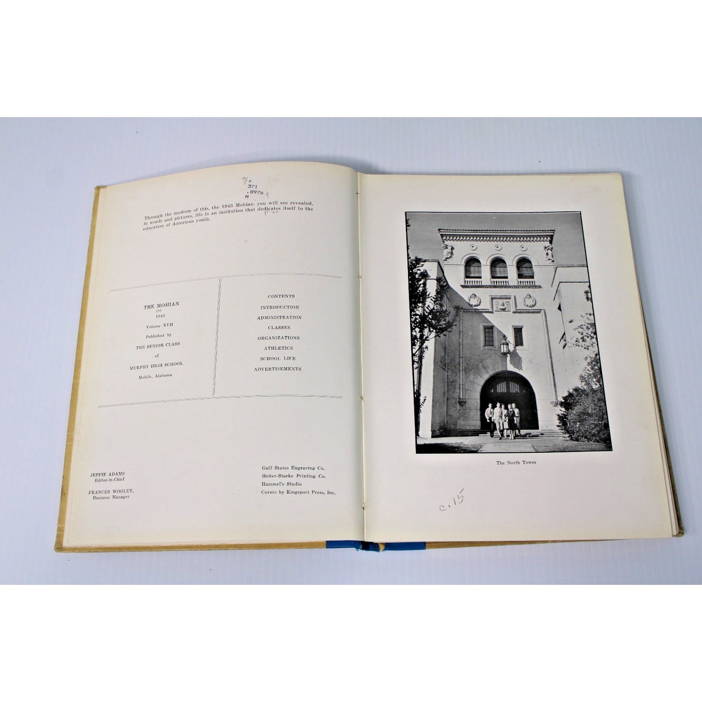 1943 Mohian Murphy High School Yearbook Mobile AL Alabama- WWII Era