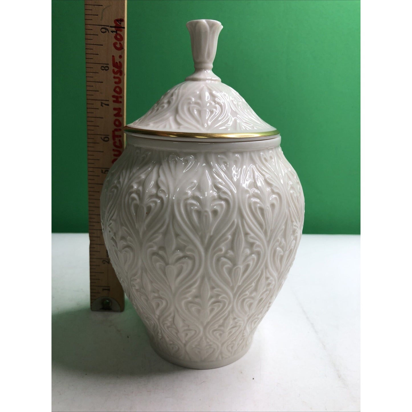 Vintage Early 1970s Lenox 9” Kismet Candy Jar w/ Lid, 24k Gold Trim, Porcelain