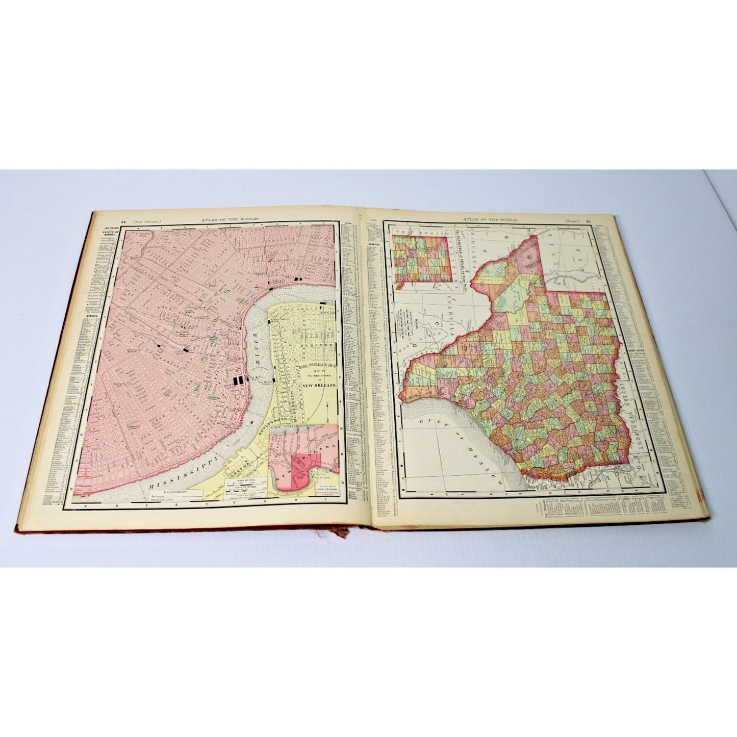 Antique 1898 Rand-McNally Twentieth Century Atlas of the World w/ Marginal Index