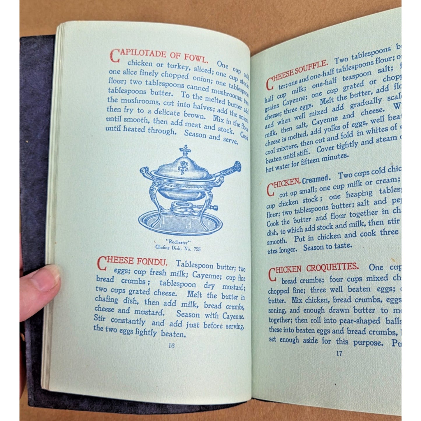 Antique Rochester Stamping Co. Chafing Dish Suggestions Recipe Book 1900s