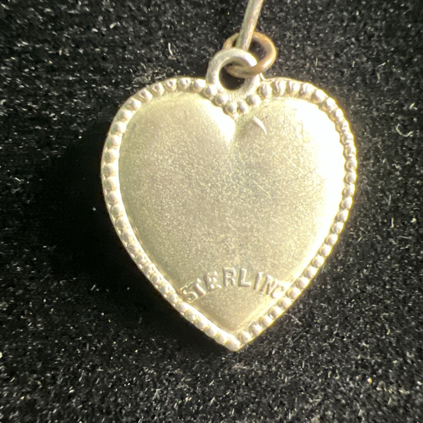 Vintage Etched Chased Floral Heart Sterling Silver 925 Charm Pendant