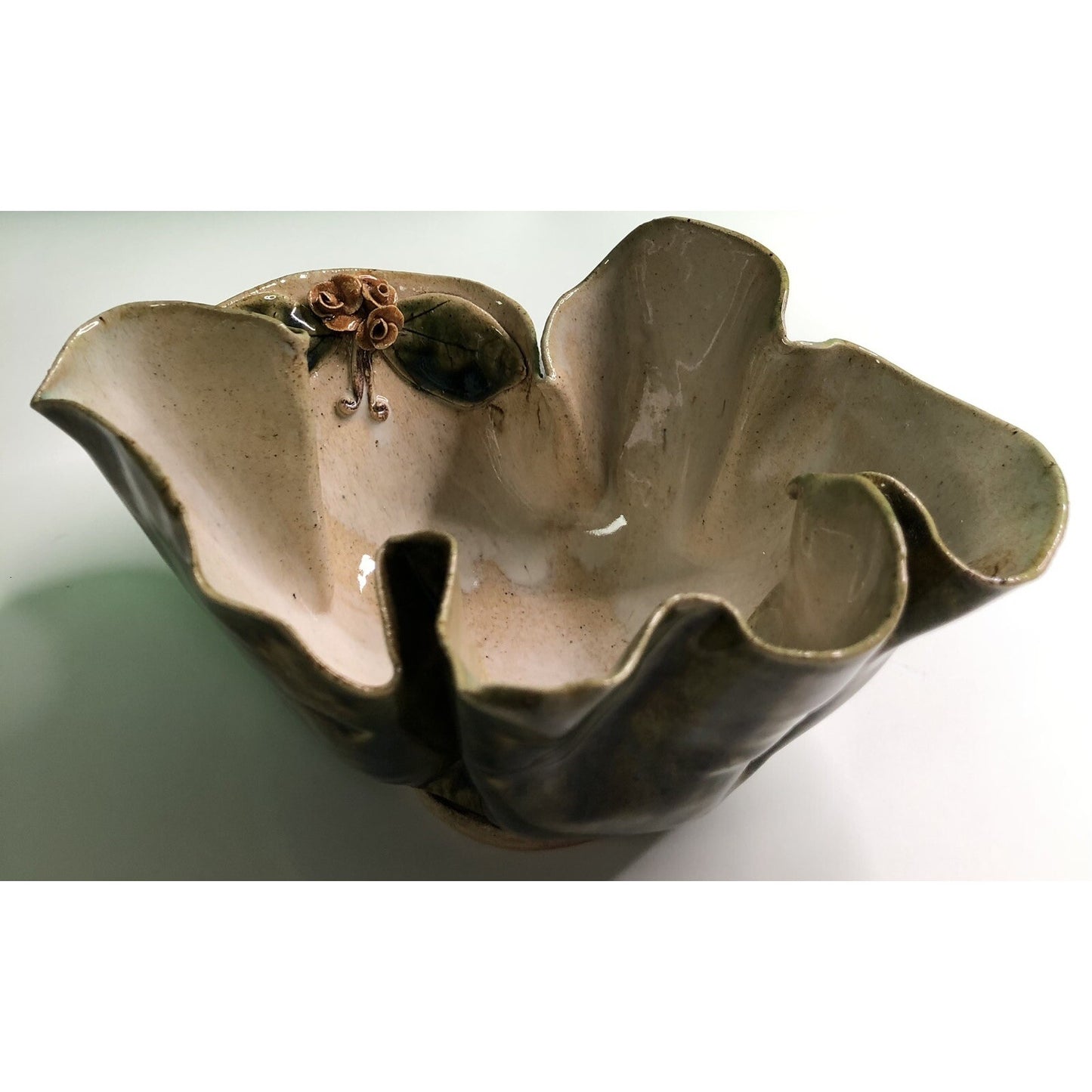 1996 E. B. Patterson Studio Crafted HANDKERCHIEF BOWL Vase Signed Glazed
