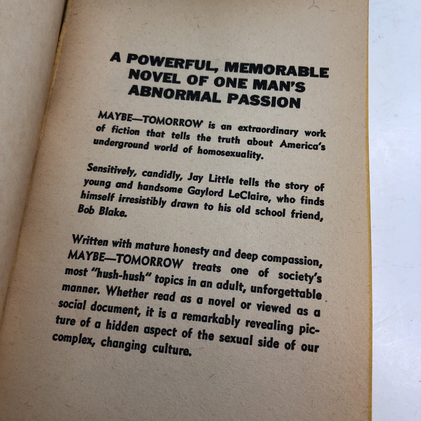 MAYBE - TOMORROW 1965 JAY LITTLE Paperback Library LGBTQ+ US