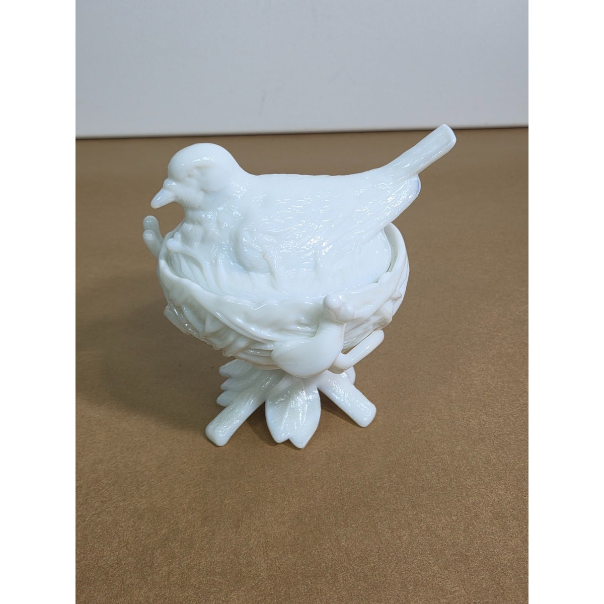 Vintage Westmoreland Milk Glass Dove on Nest Pedestal Covered Candy Dish WG Logo