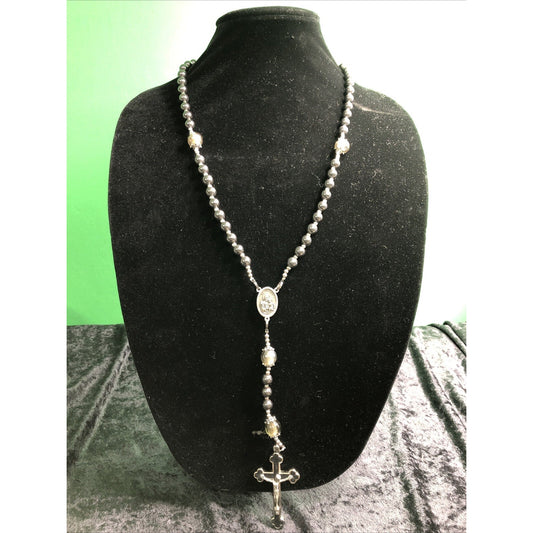 Italian Hematite Beads St. Joseph Rosary Cross