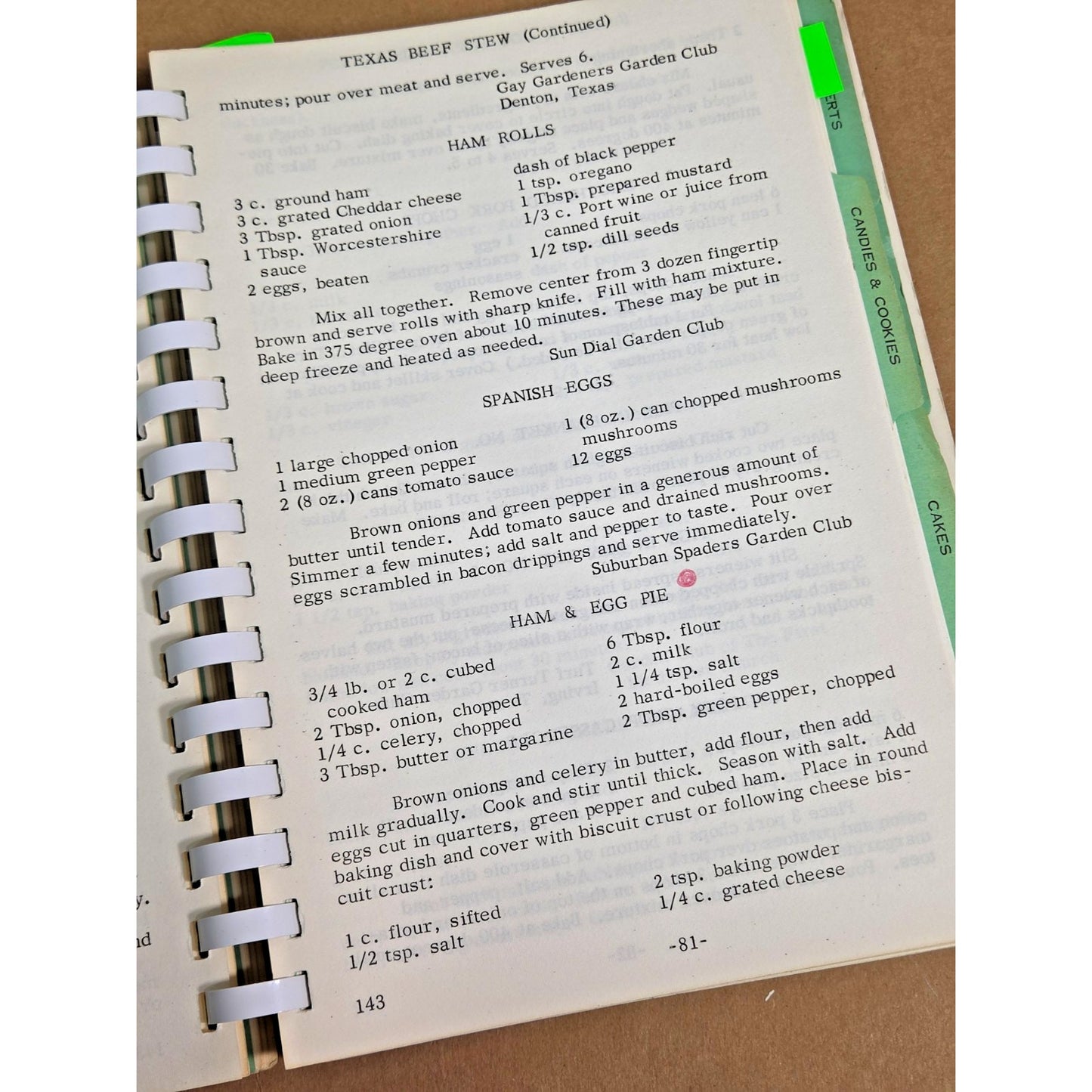 Vintage 1965 Texas Plain & Fancy Cooking Cookbook District II Garden Clubs