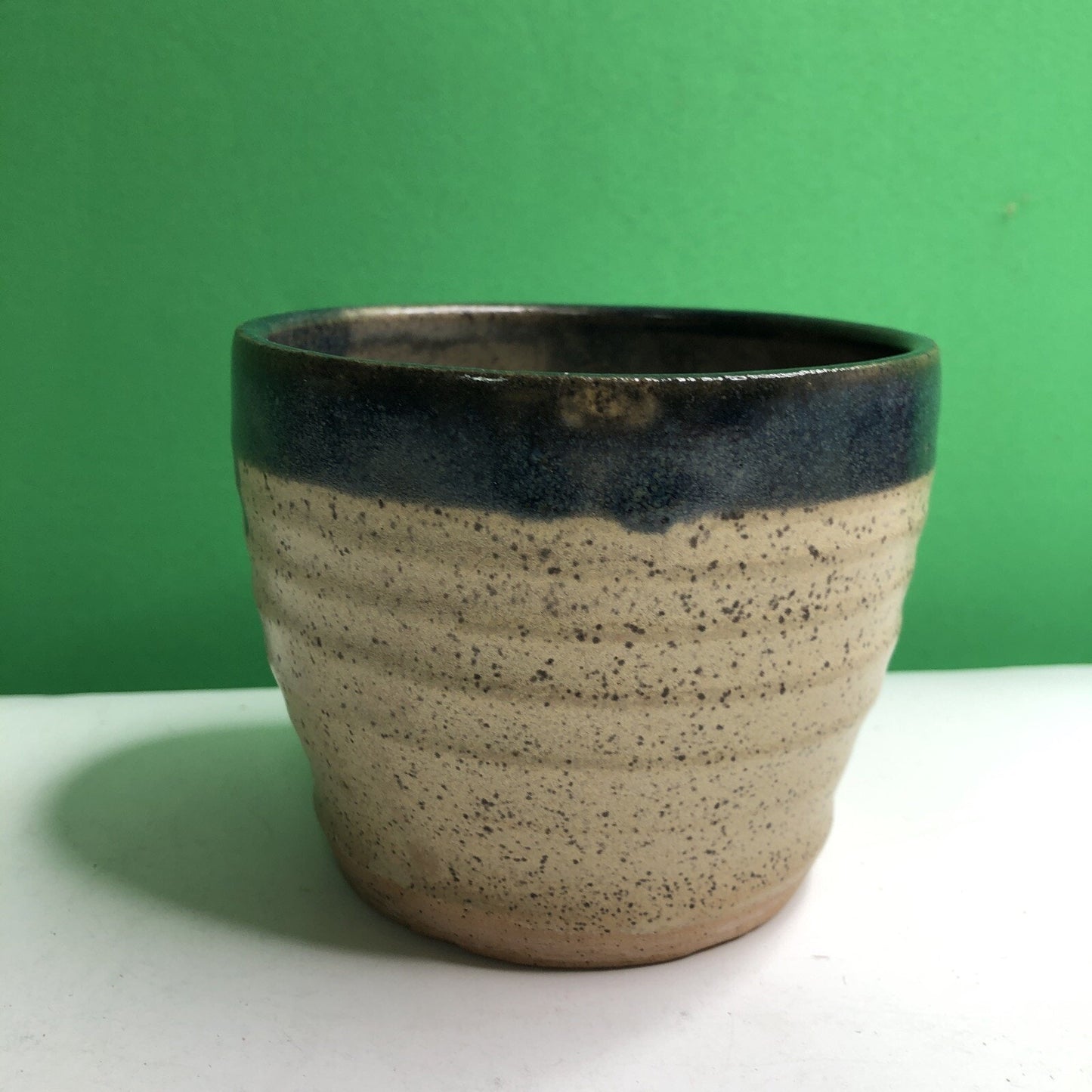CHARLES GOLLOTT POTTERY Planter Pot Partially Glazed Speckled Mobile Alabama