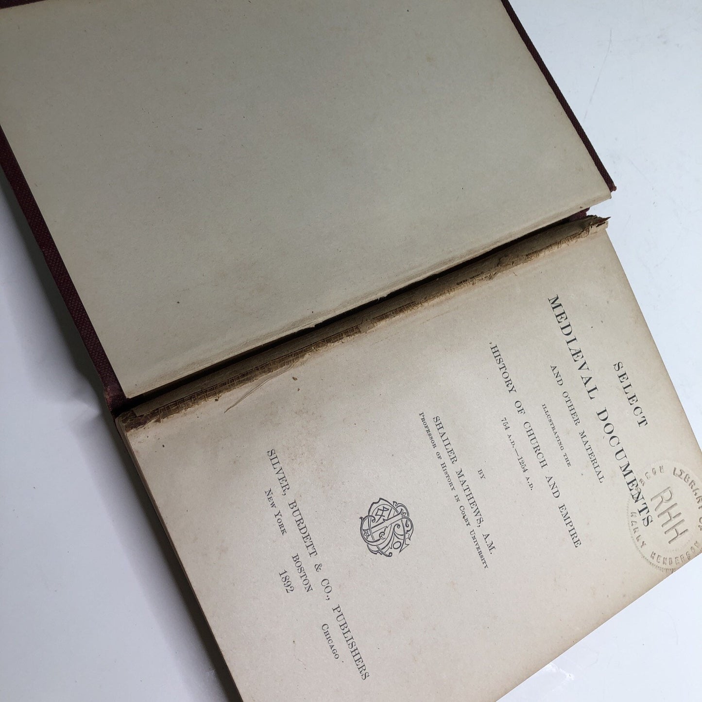 Select Mediaeval Documents And Other Material History Of Church & Empire 1892