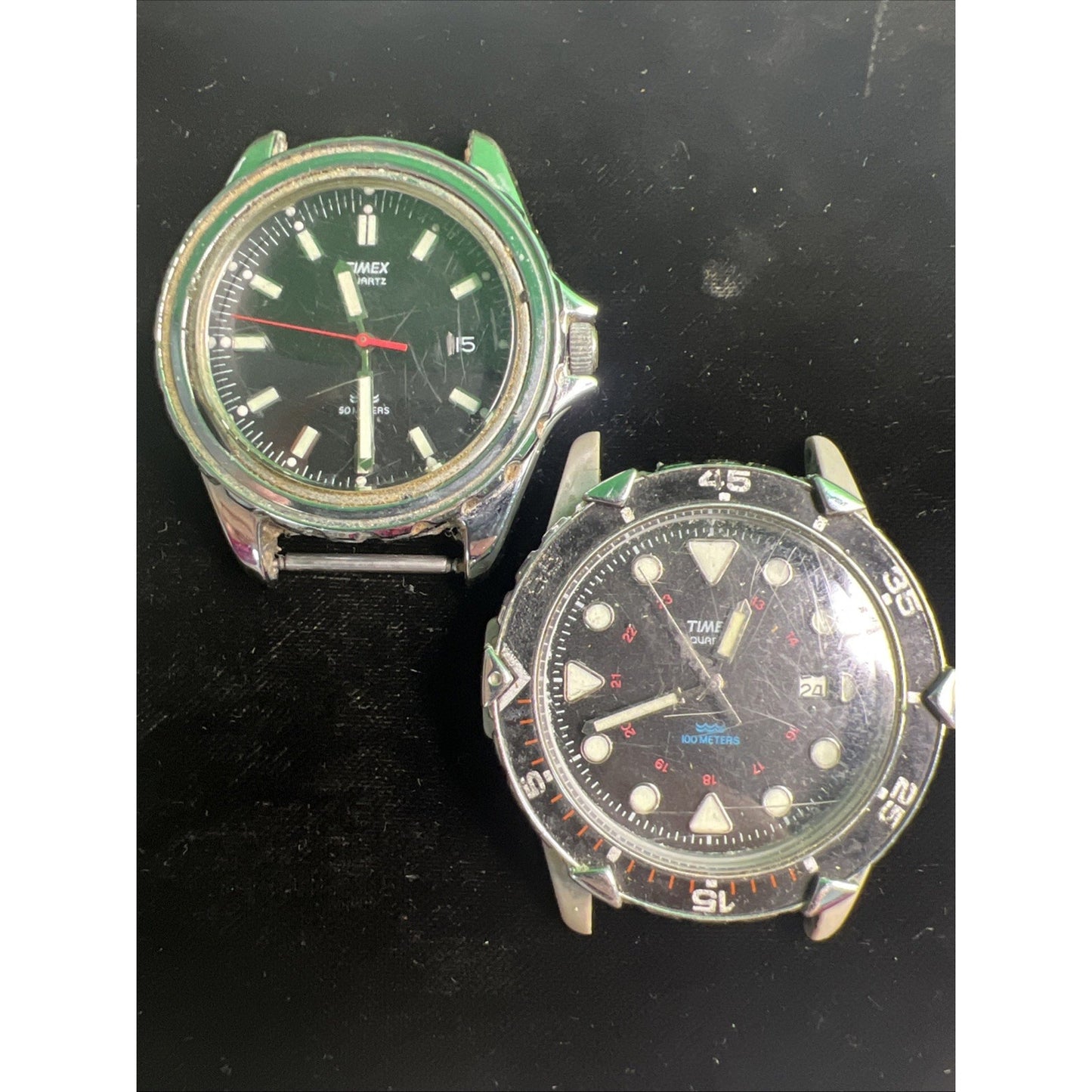 Lot Of 2 TIMEX QUARTZ WATCH FACES 395LA & CR2016 Cell Repair Parts Not Working