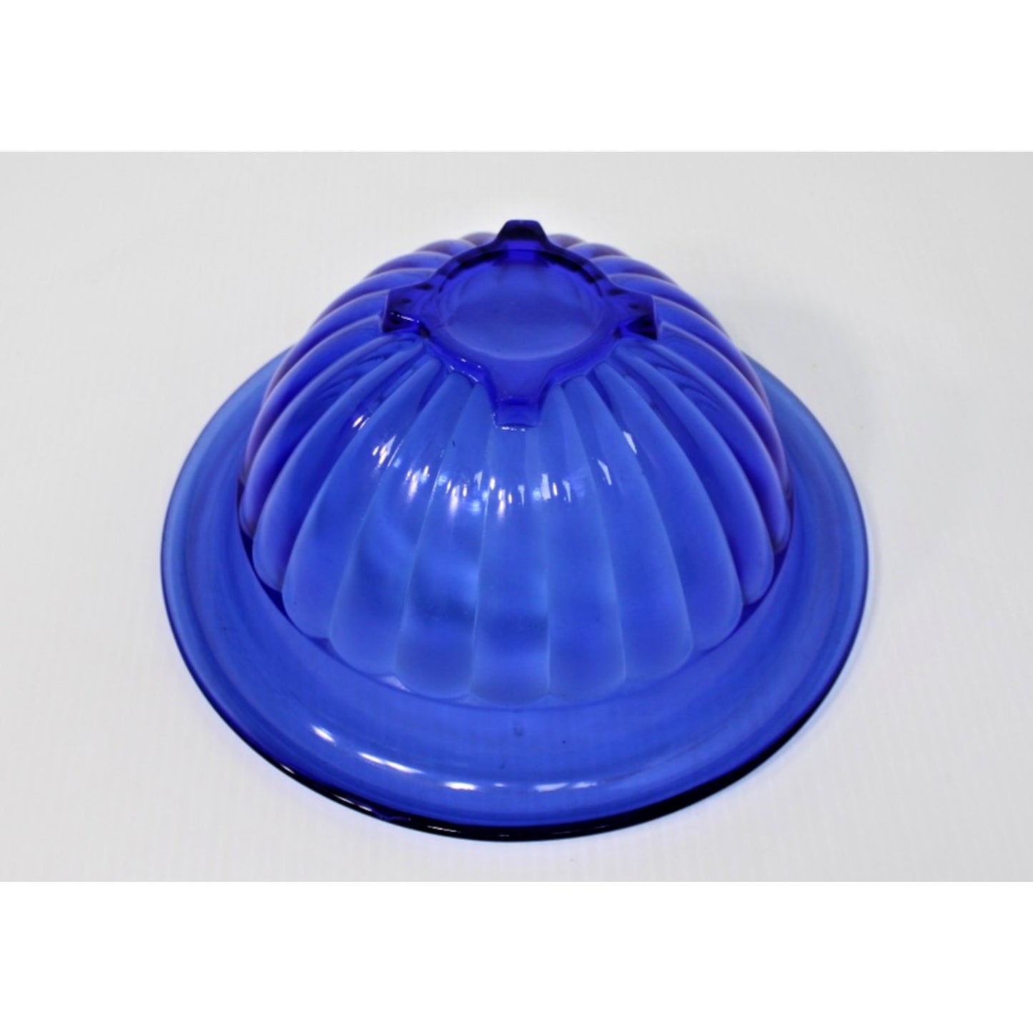 Vintage Hazel-Atlas Cobalt Blue Pillar Optic Bowl 1930's Depression Glass, 10.5"