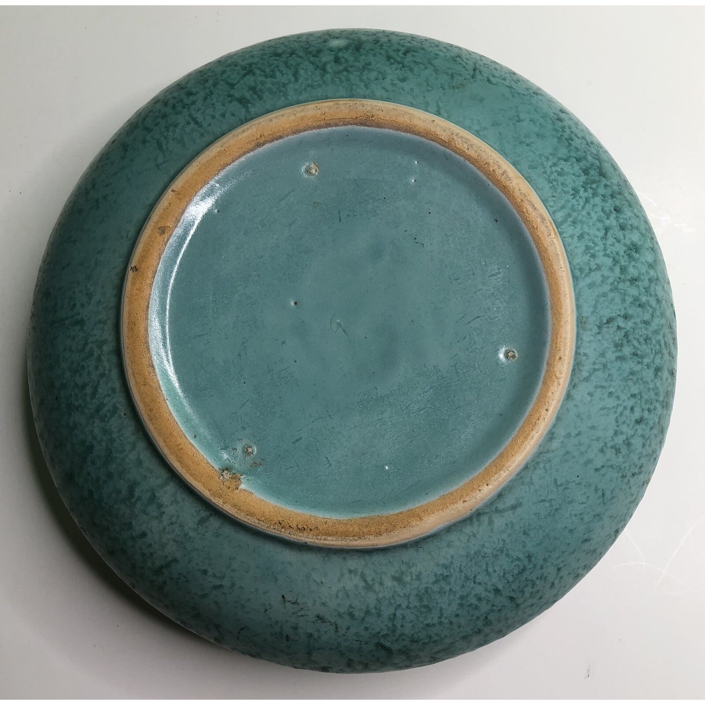 Vintage 1930s Roseville Pottery Tourmaline Aqua Low Bowl Bulb Planter