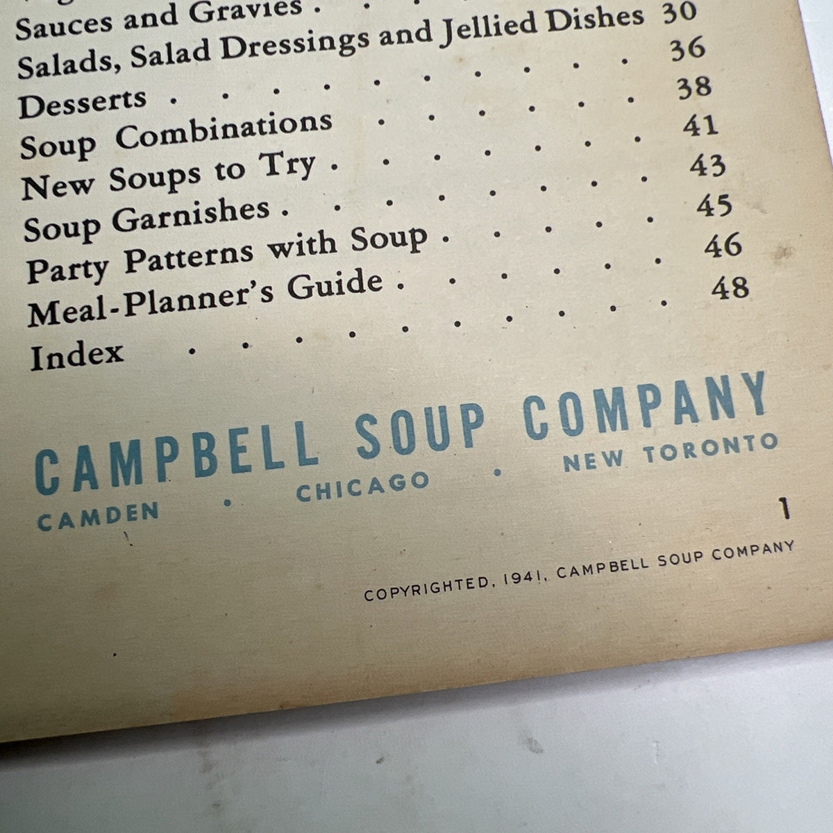 RARE 1941 First Edition Campbell's Soup Recipe Booklet Easy Ways to Good Meals