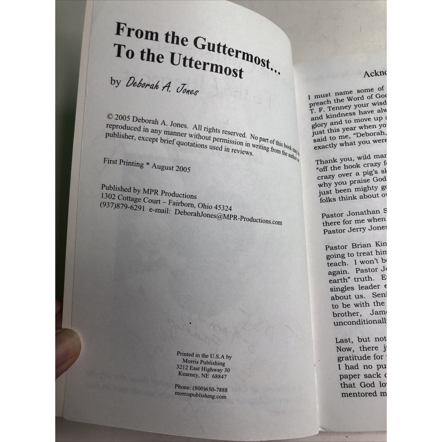 From the Guttermost...to the Uttermost PB Deborah Jones Signed Alabama Author
