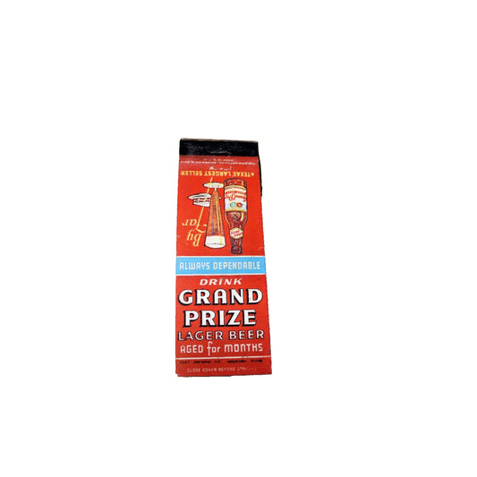 Vintage Mid Century Advertising Matchbook, Grand Prize Lager Beer Texas