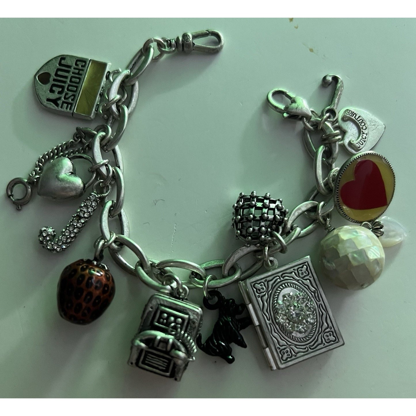 Vintage Juicy Couture Charm Bracelet With Charms & Original Box 7”
