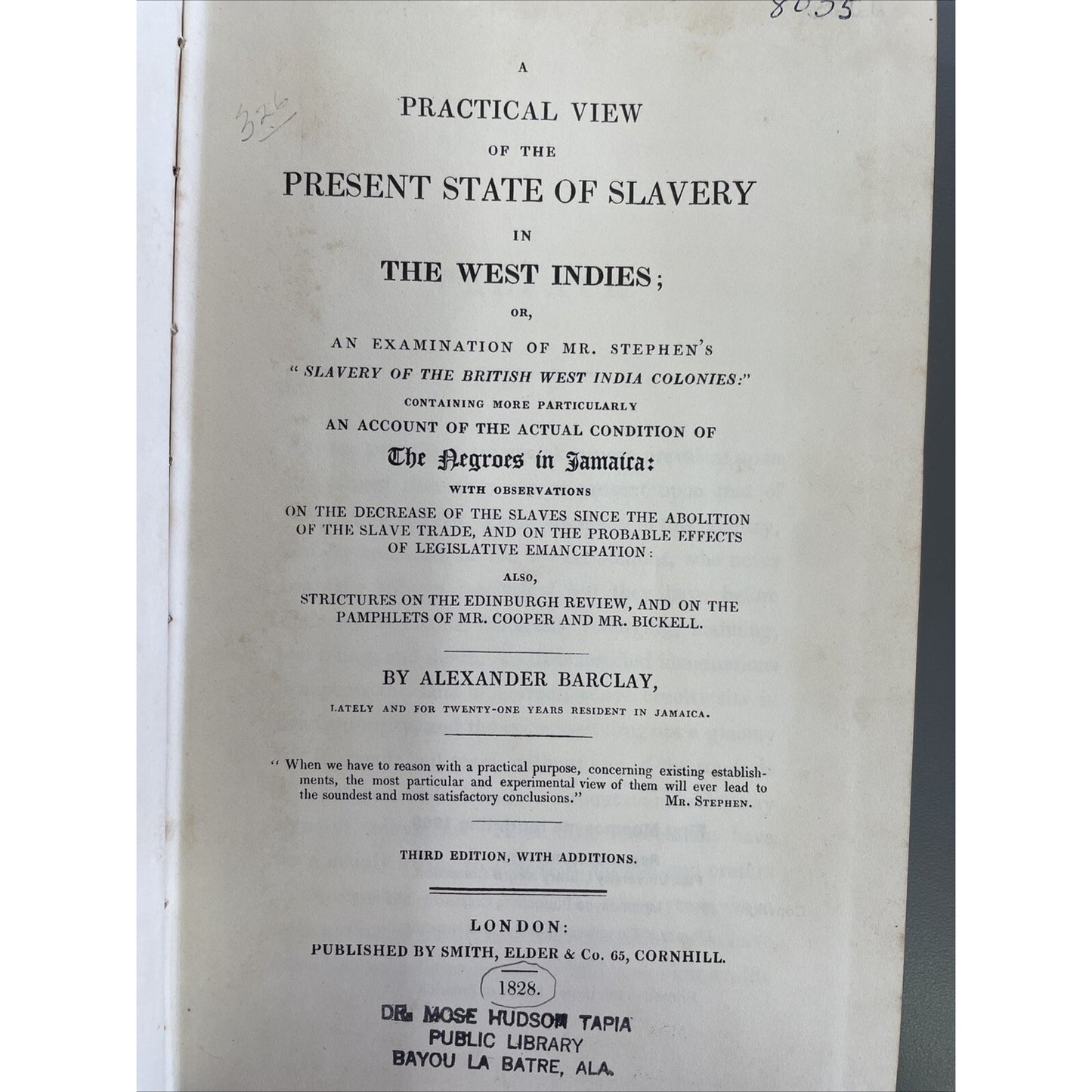 Practical View the Present State of Slavery in the West Indies by Barclay 1969