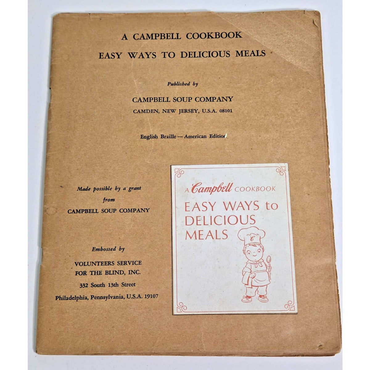 Rare 1968 Campbell Soup Braille Cookbook Vintage Accessibility History ADA